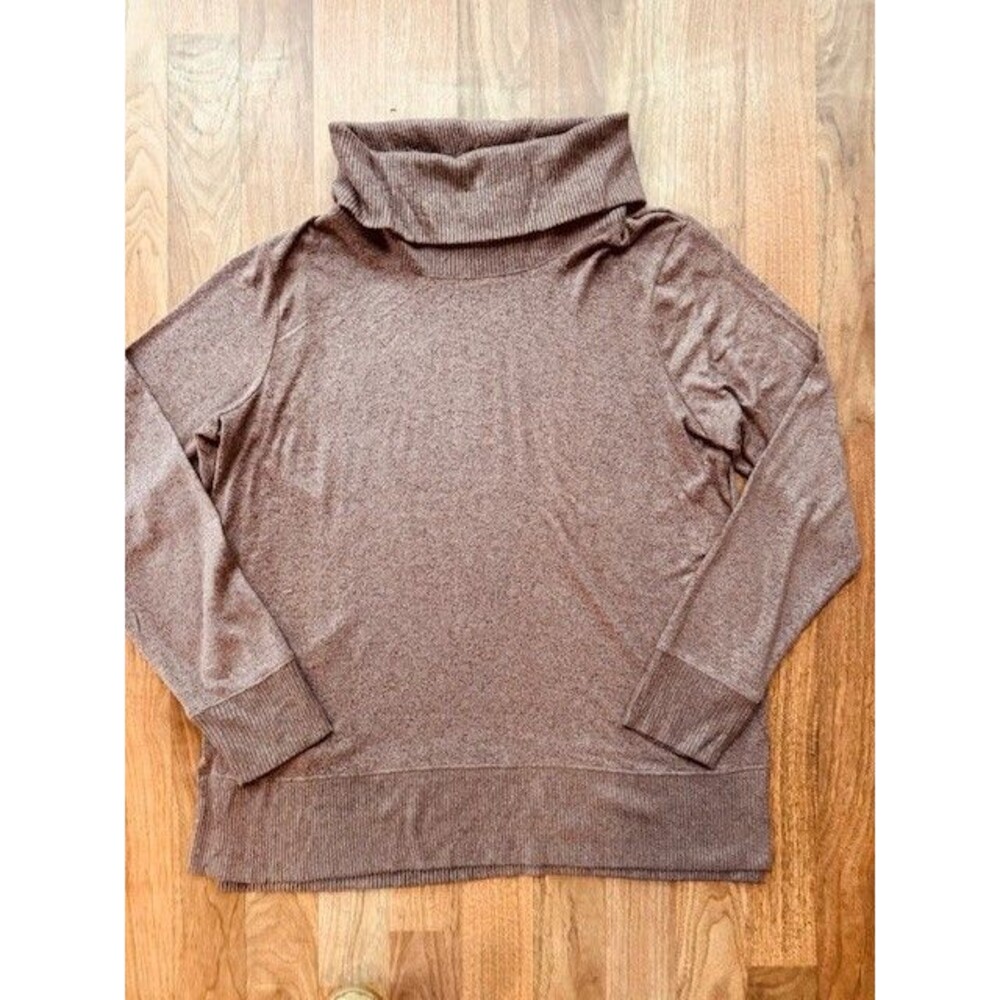 Nine West Turtleneck Cowl Neck Pink Brown Soft Womens LRG Long Sleeve Sweater